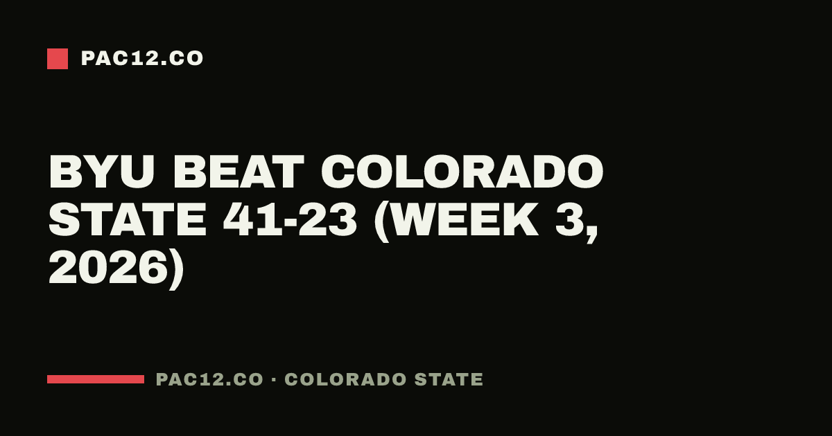 BYU beat Colorado State 41-23 (Week 3, 2026)