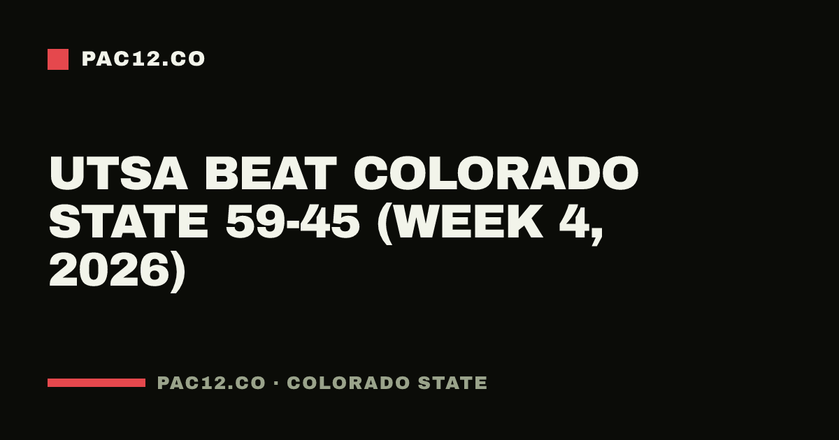 UTSA beat Colorado State 59-45 (Week 4, 2026)